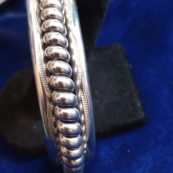 Sterling Silver Twisted Coil Cuff Bracelet Stamped Sterling - Picture 5 of 14